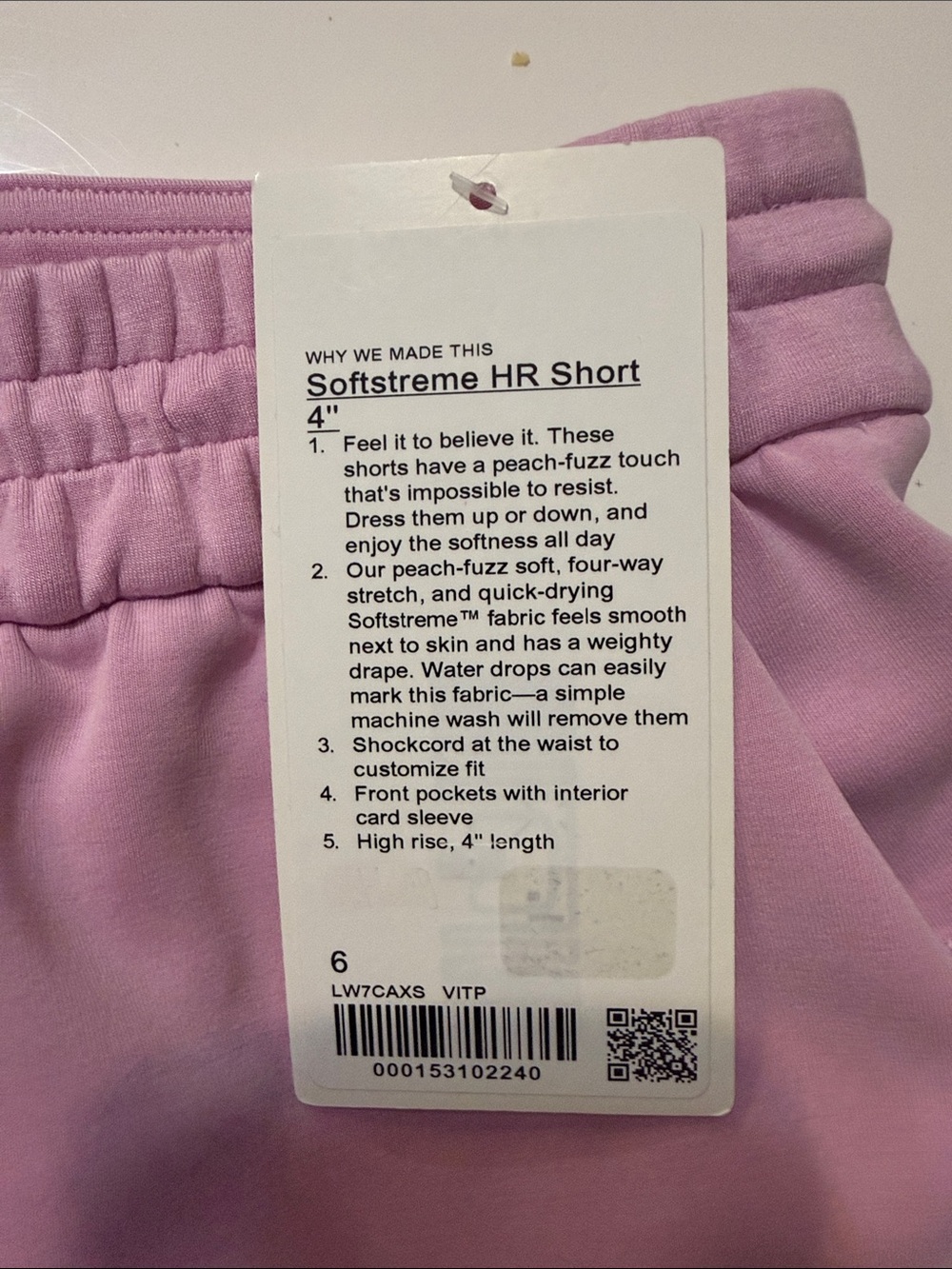 lululemon softstreme HR Lavender Pink Women's Athletic Shorts size 6 - Picture 3 of 5